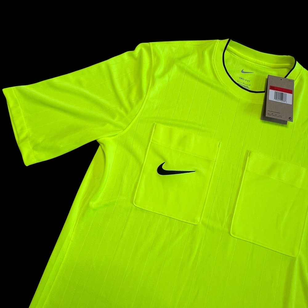 Nike Dri-Fit Football Soccer Double Pocket Referee NWT Volt Yellow Shirt Large